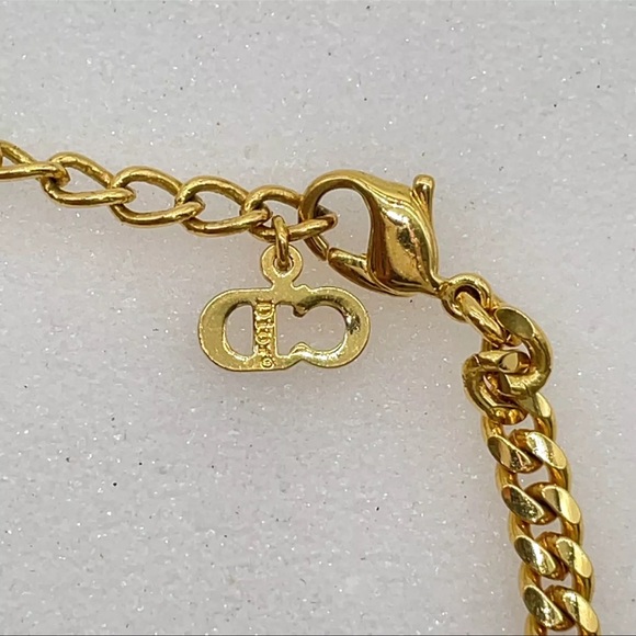 AUTH Christian Dior Logo Plate Chain Bracelet Gold - Picture 7 of 8